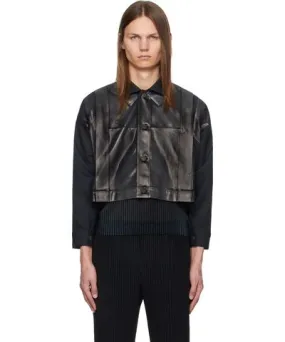 132 5. ISSEY MIYAKE Black Tucked Foil Jacket