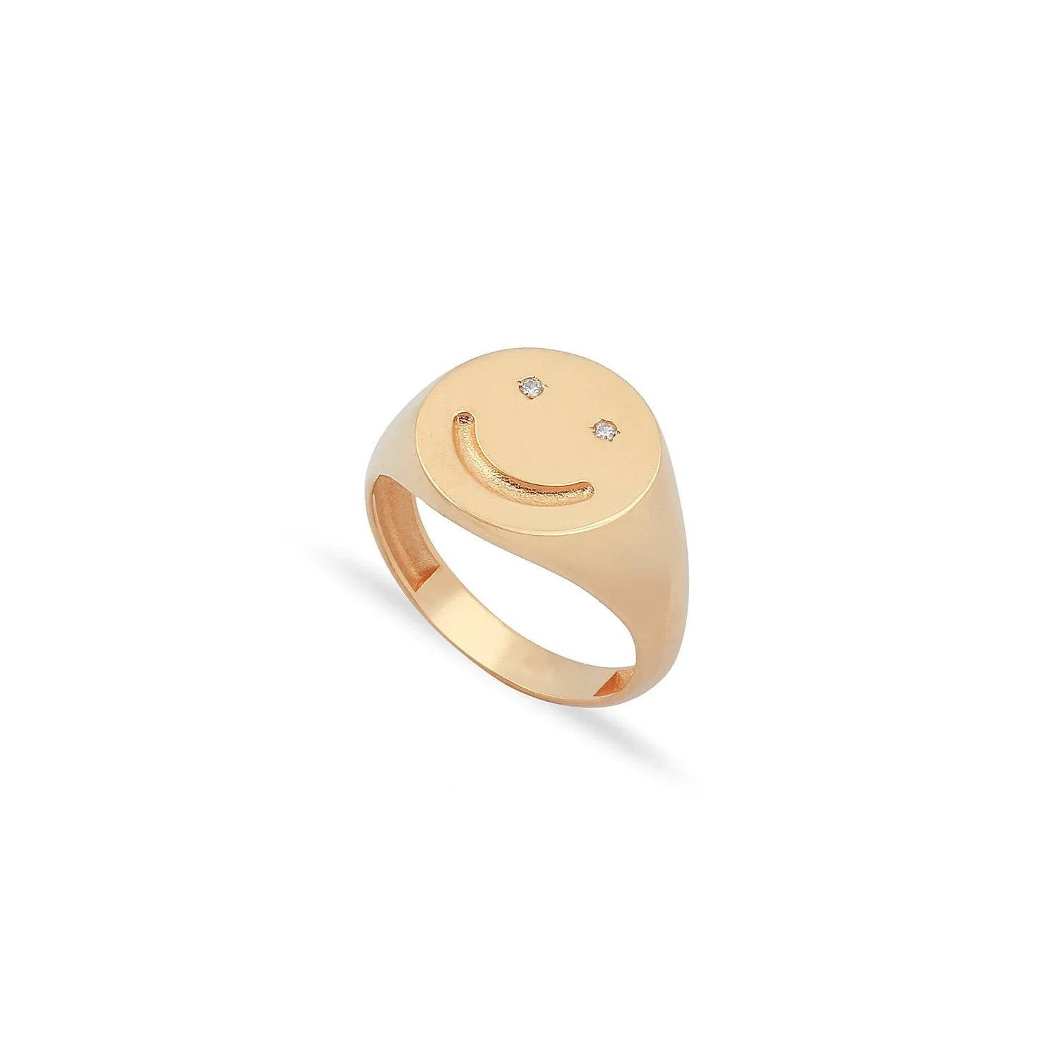 14K Diamond Smiley Ring