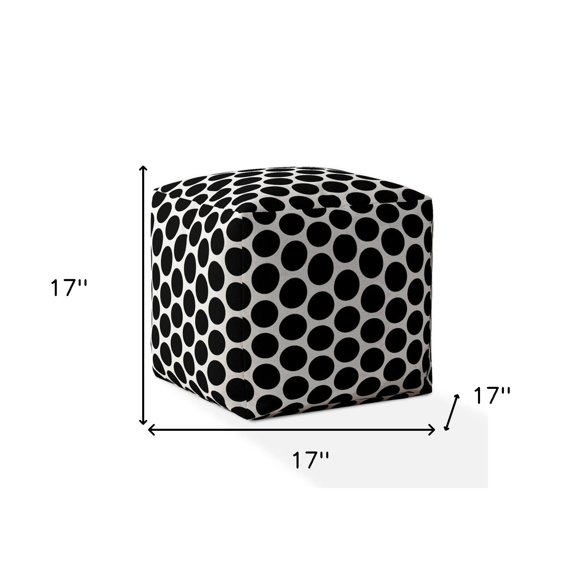 17 Black Cotton Polka Dots Pouf Cover