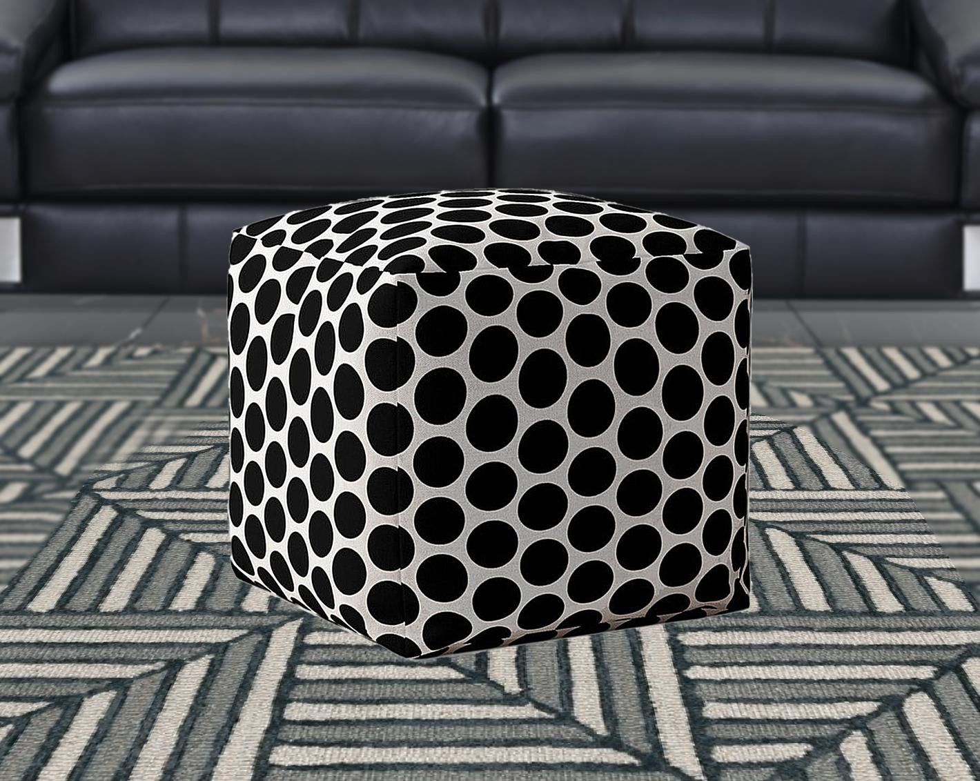 17 Black Cotton Polka Dots Pouf Cover