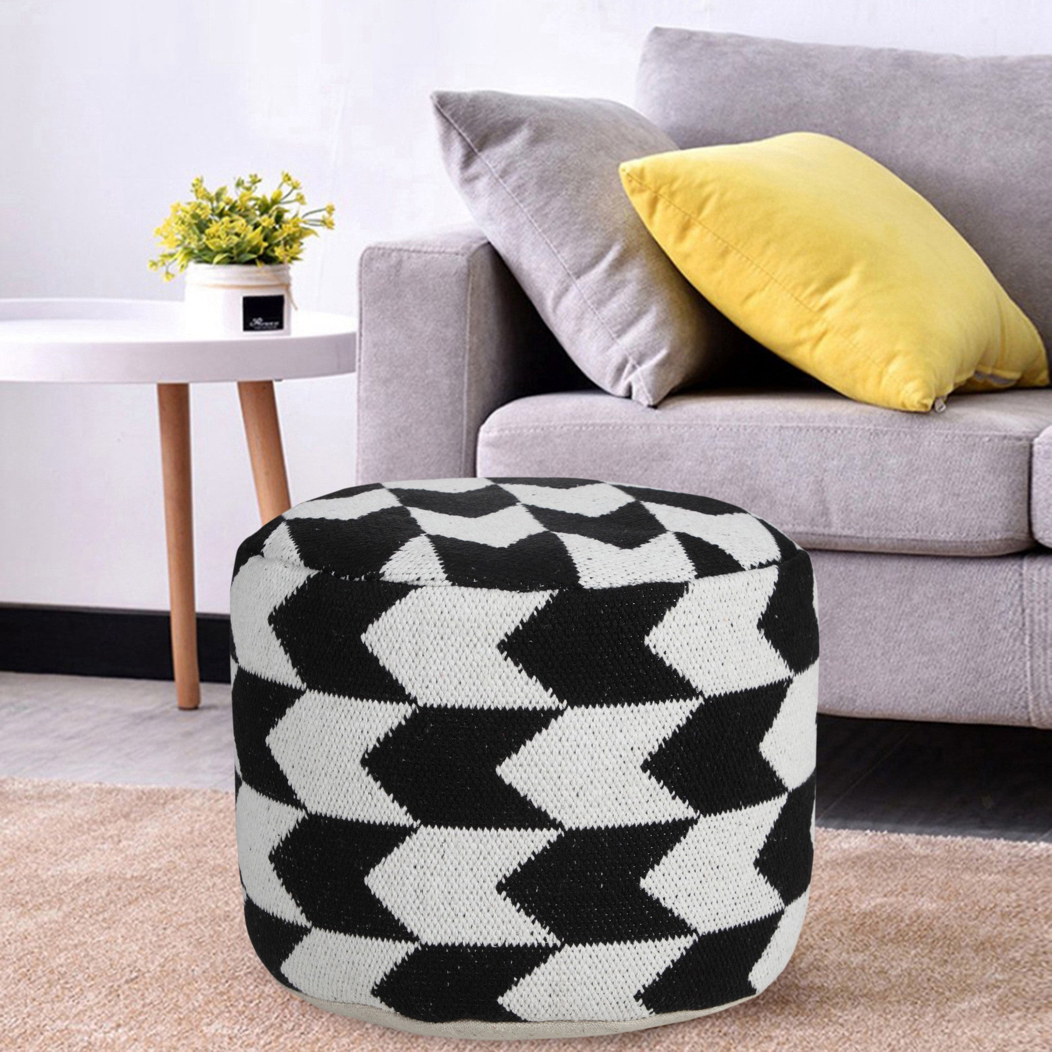 18 Black Cotton Blend Ottoman