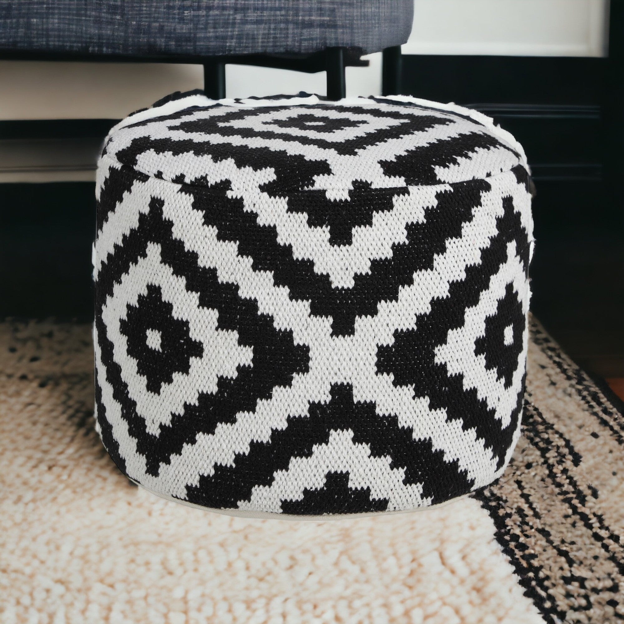 18 Black Cotton Blend Ottoman