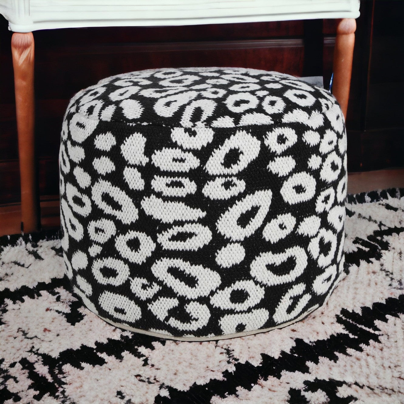 18 Black Cotton Blend Ottoman