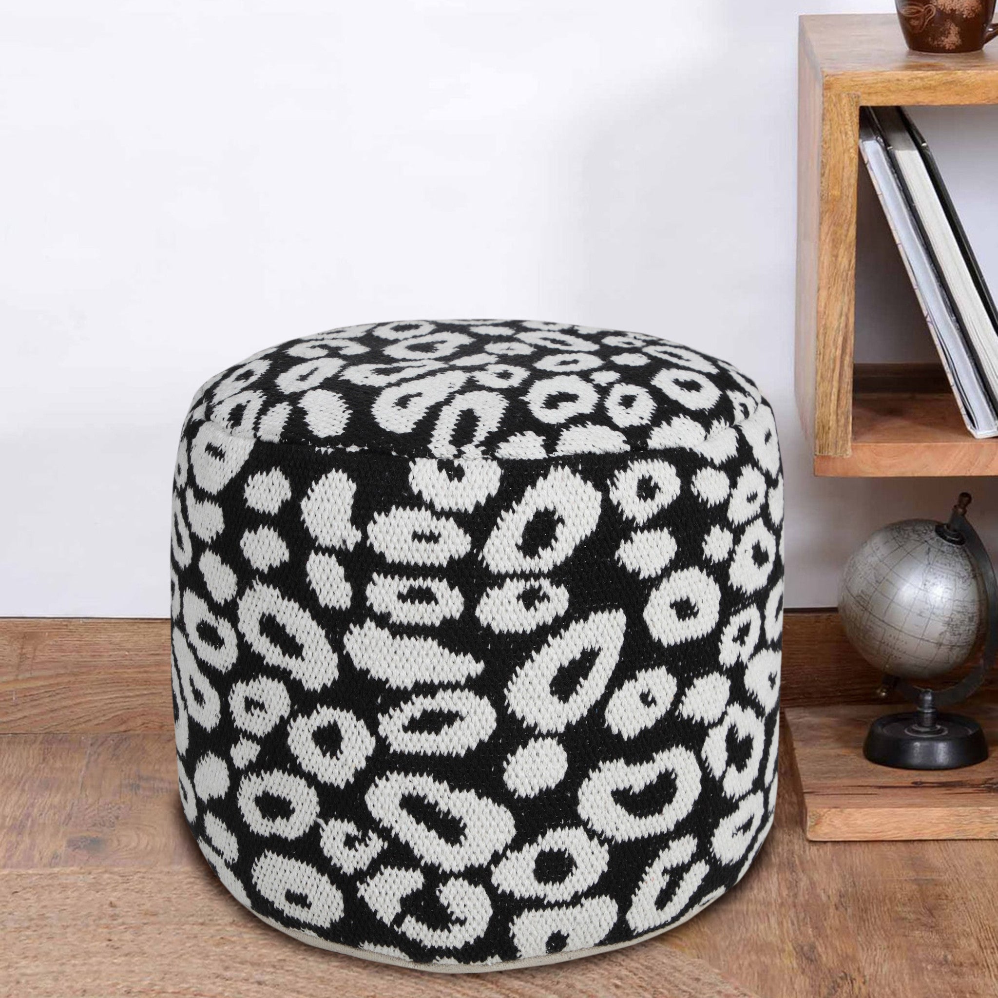 18 Black Cotton Blend Ottoman