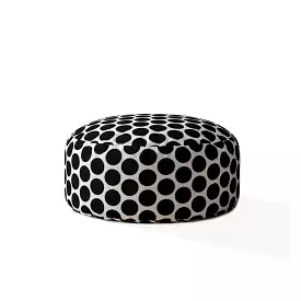 24 Black Cotton Round Polka Dots Pouf Cover