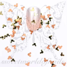 3D Mickey Mouse in Gold and Copper Thin Metallic Nail Charms