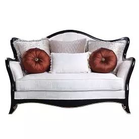 66 Beige And Black Cotton Blend Loveseat and Toss Pillows