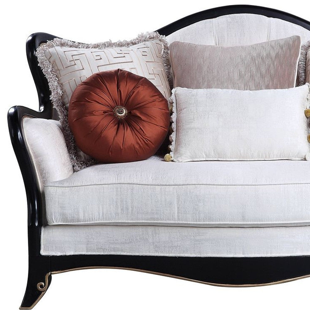 66 Beige And Black Cotton Blend Loveseat and Toss Pillows