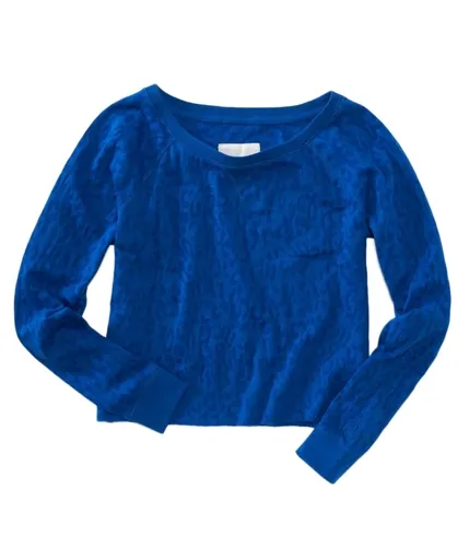 Aeropostale Womens Sleeve Leopard Print Cut-Off Knit Sweater