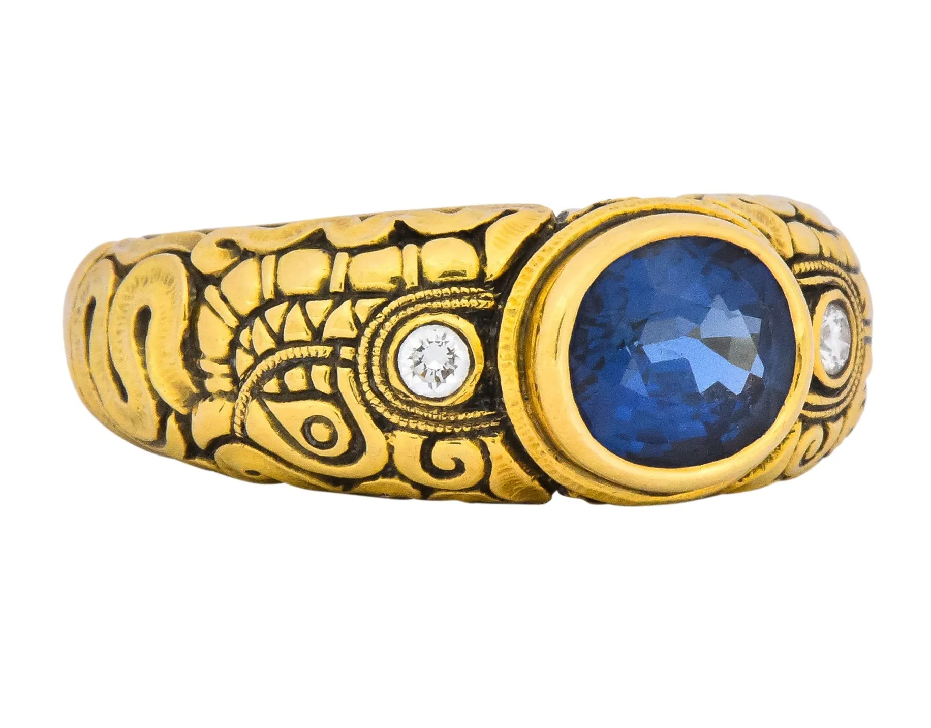 Alex Sepkus 1.58 CTW Sapphire Diamond 18 Karat Gold Dragon Ring