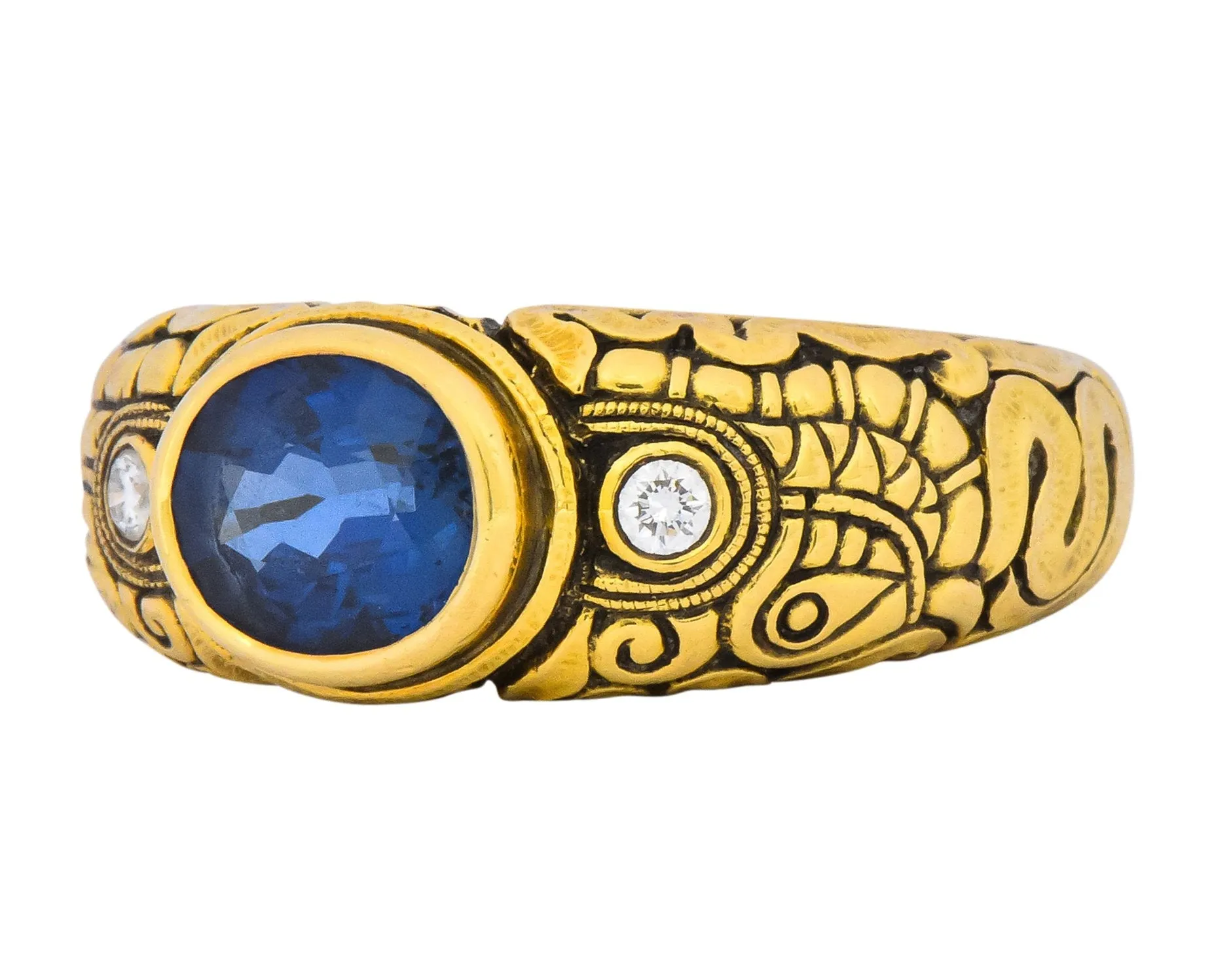 Alex Sepkus 1.58 CTW Sapphire Diamond 18 Karat Gold Dragon Ring