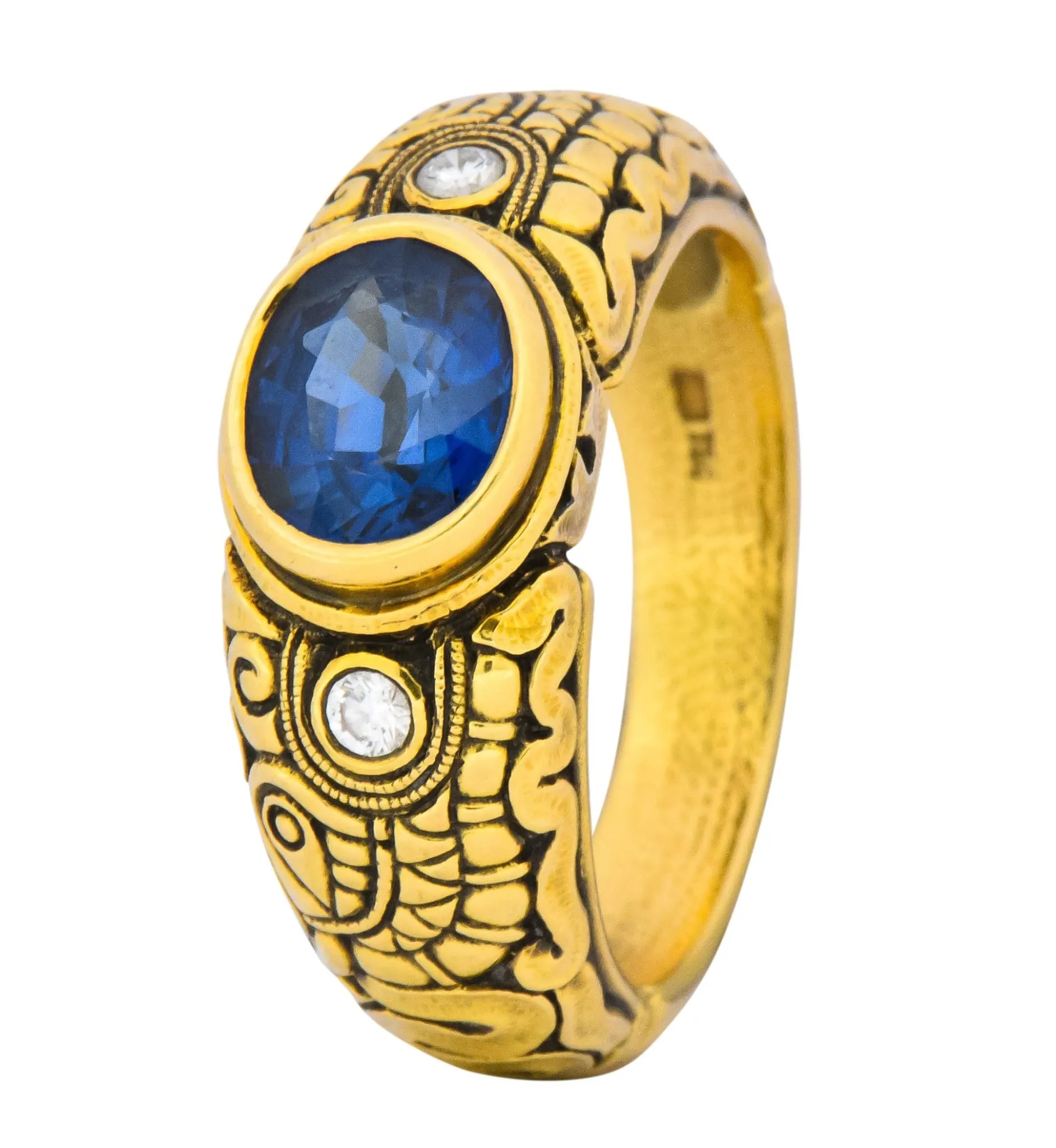 Alex Sepkus 1.58 CTW Sapphire Diamond 18 Karat Gold Dragon Ring