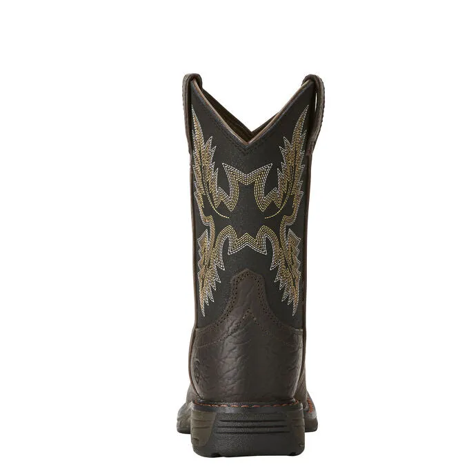 Ariat Kid's 8 Workhog Wide Square Toe Western Boot - Bruin Brown 10021452