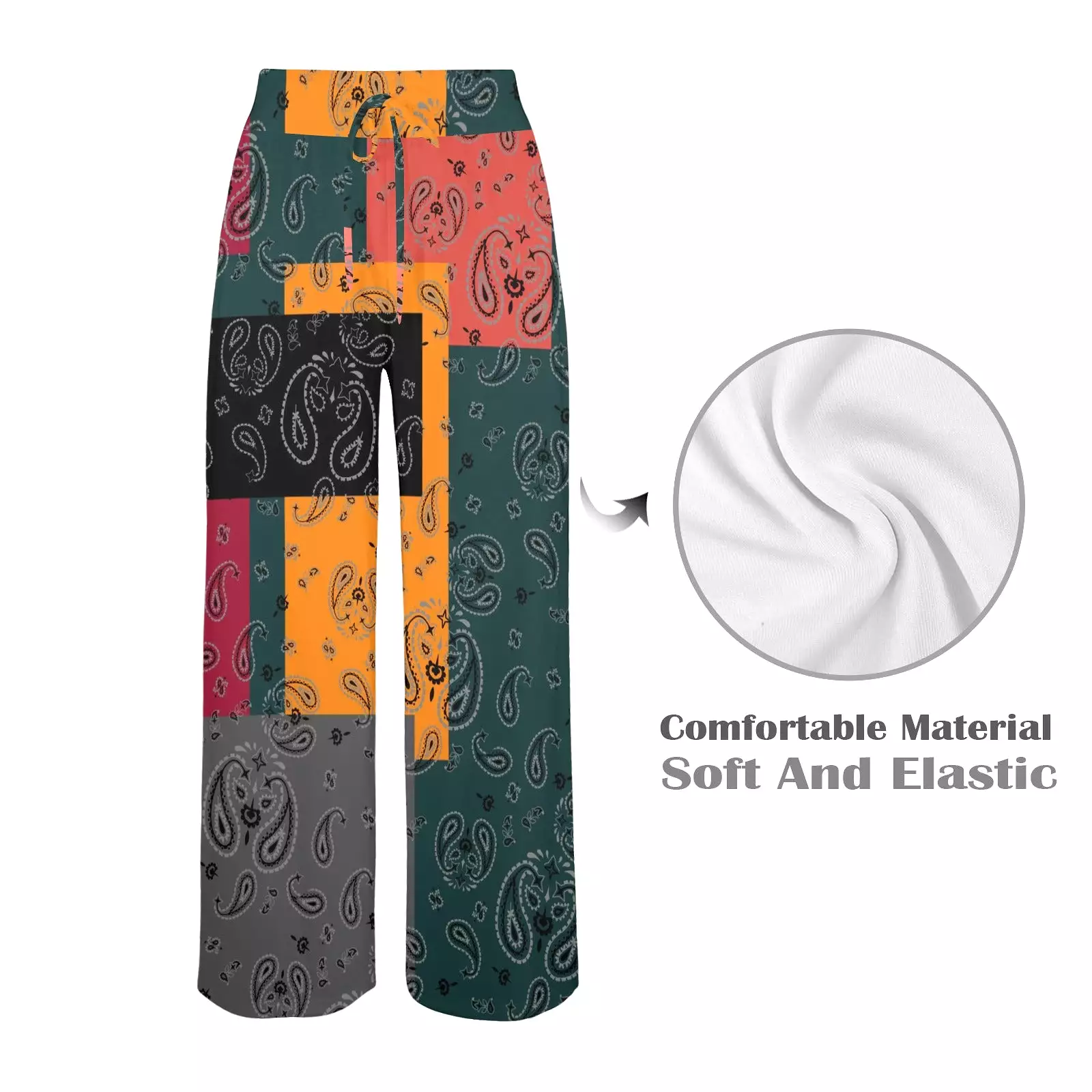 bandana print calico yoga_leggings_template-Recovered-Recovered copy Women's Wide Leg Lounge Pants (Model L77)