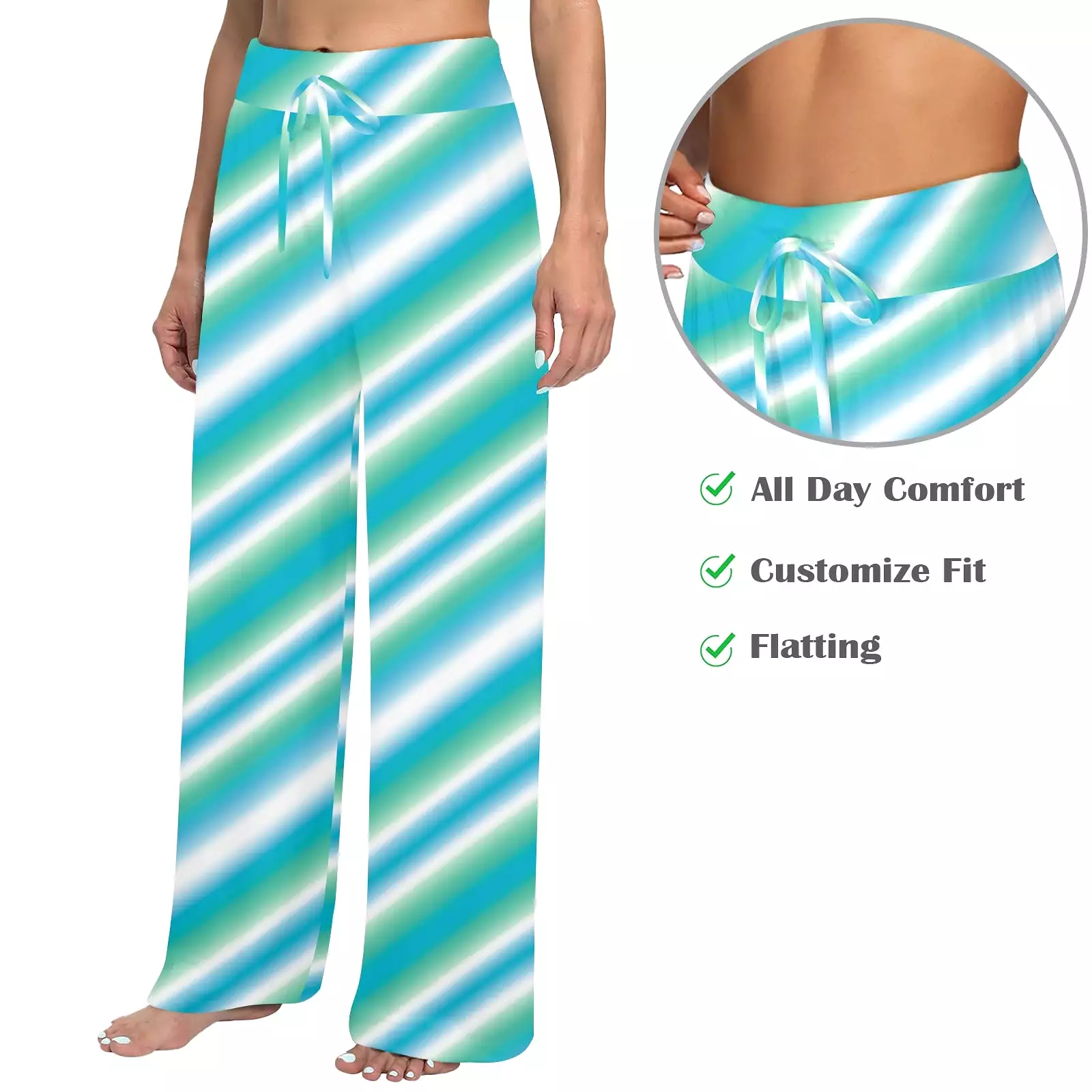 biased biscayne atoll blue Women's Wide Leg Lounge Pants (Model L77)