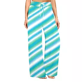 biased biscayne atoll blue Women's Wide Leg Lounge Pants (Model L77)