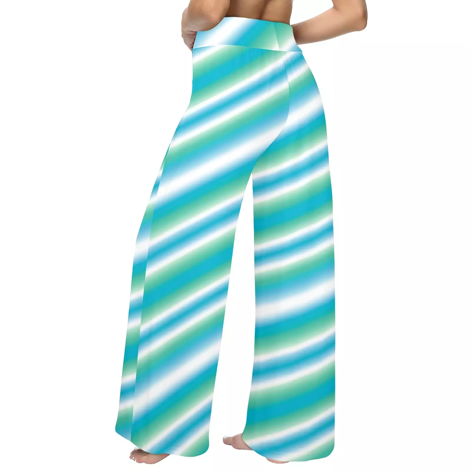 biased biscayne atoll blue Women's Wide Leg Lounge Pants (Model L77)