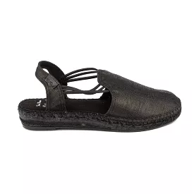 Black Cotton Blend Wedge Espadrille for Women - Neus-BK