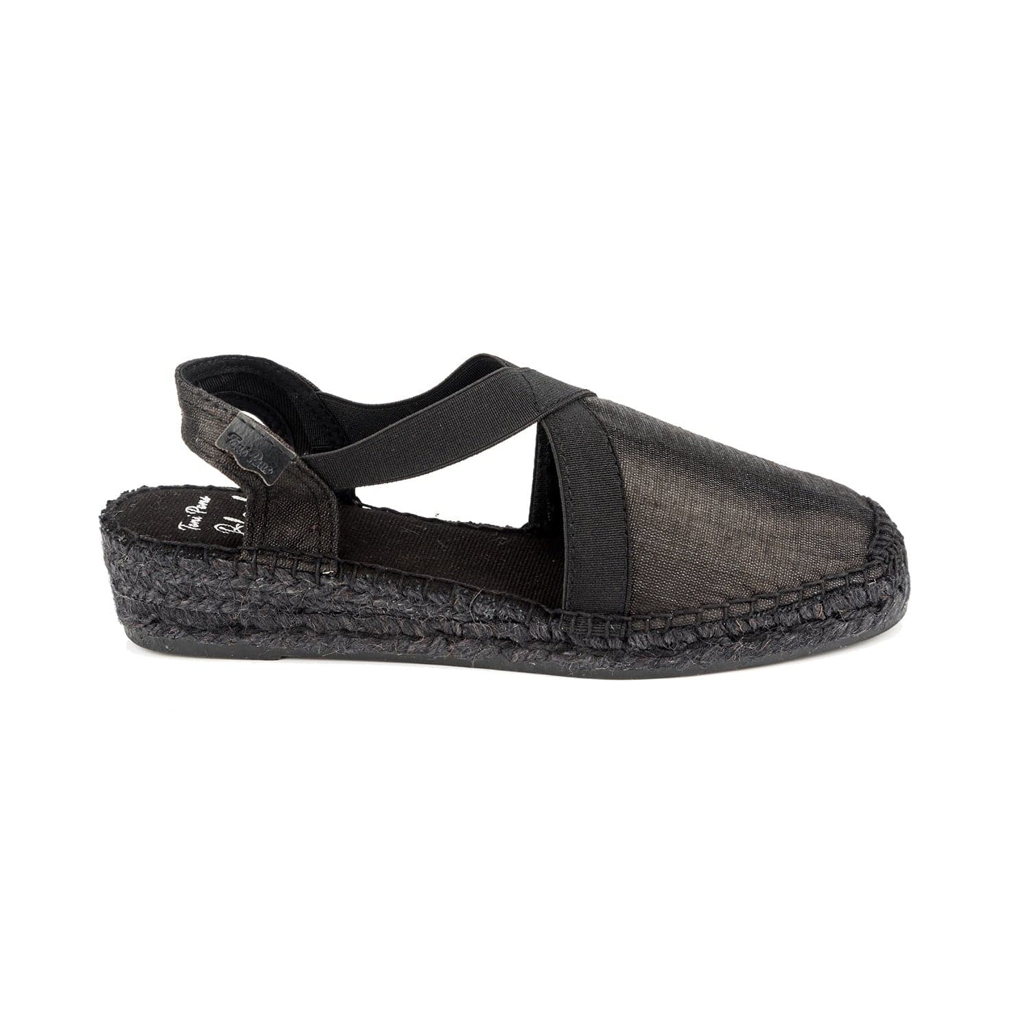 Black Cotton blend Wedge Espadrille for Women - Vic-BK