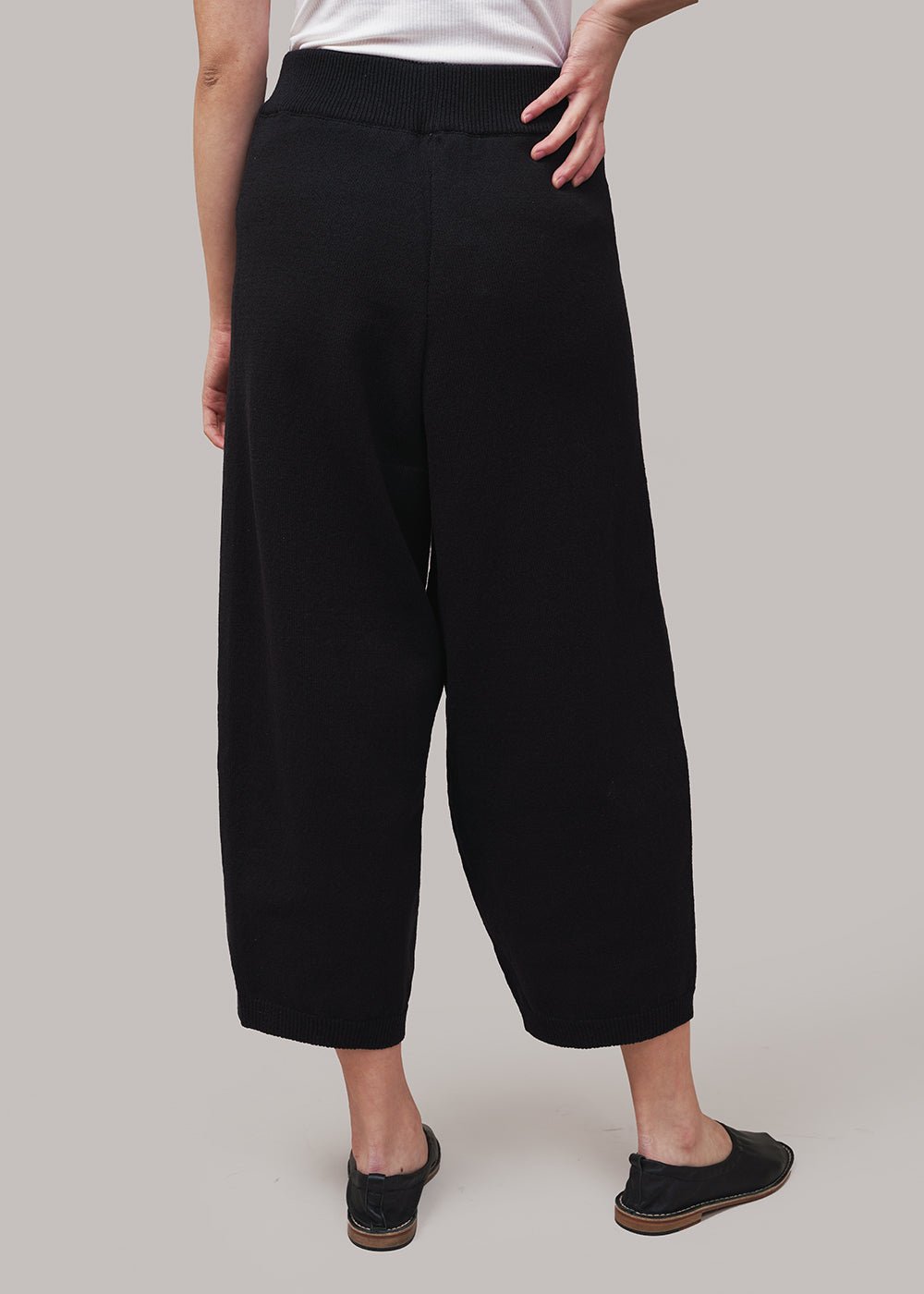 Black Cotton Knitted Pants