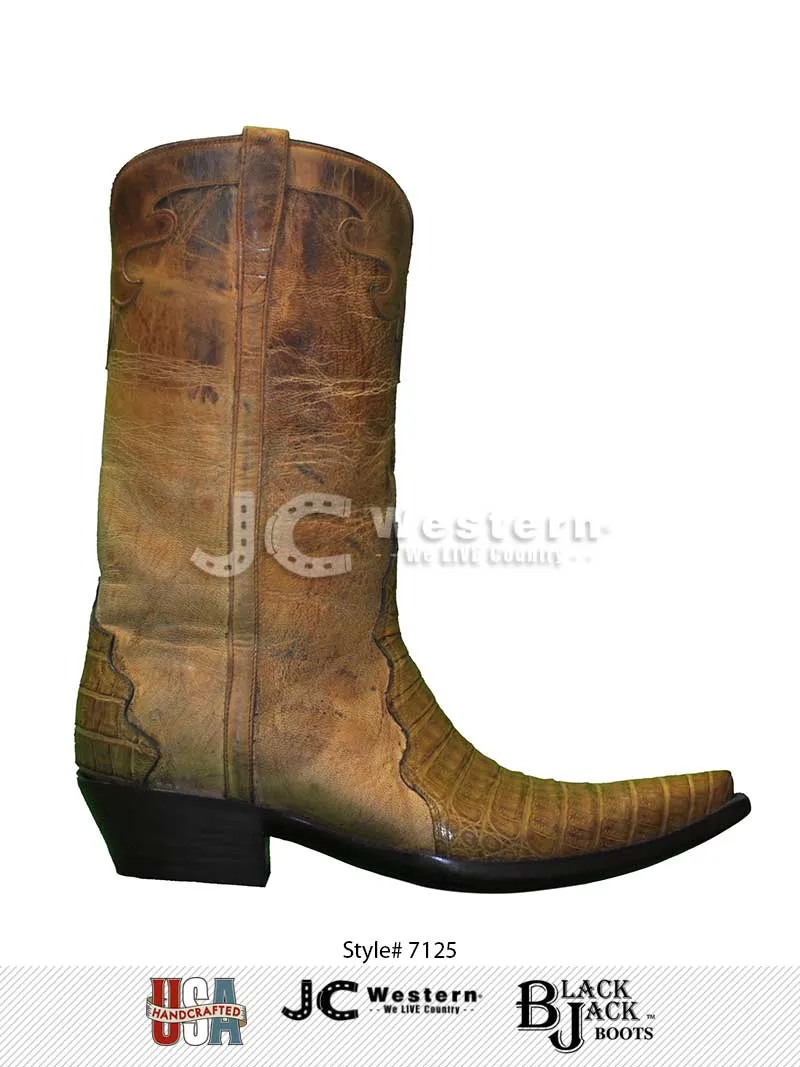 Black Jack 7125 Mens Caiman Belly Triad Boots Saddle Tan