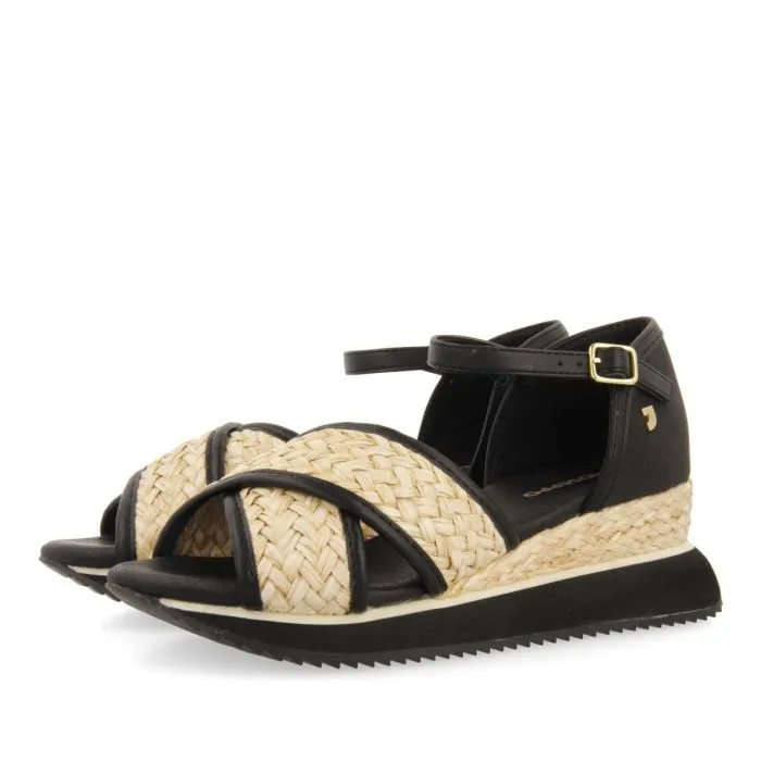 BLACK SPORTS SANDALS WITH WEDGE FOR WOMEN RINSEY