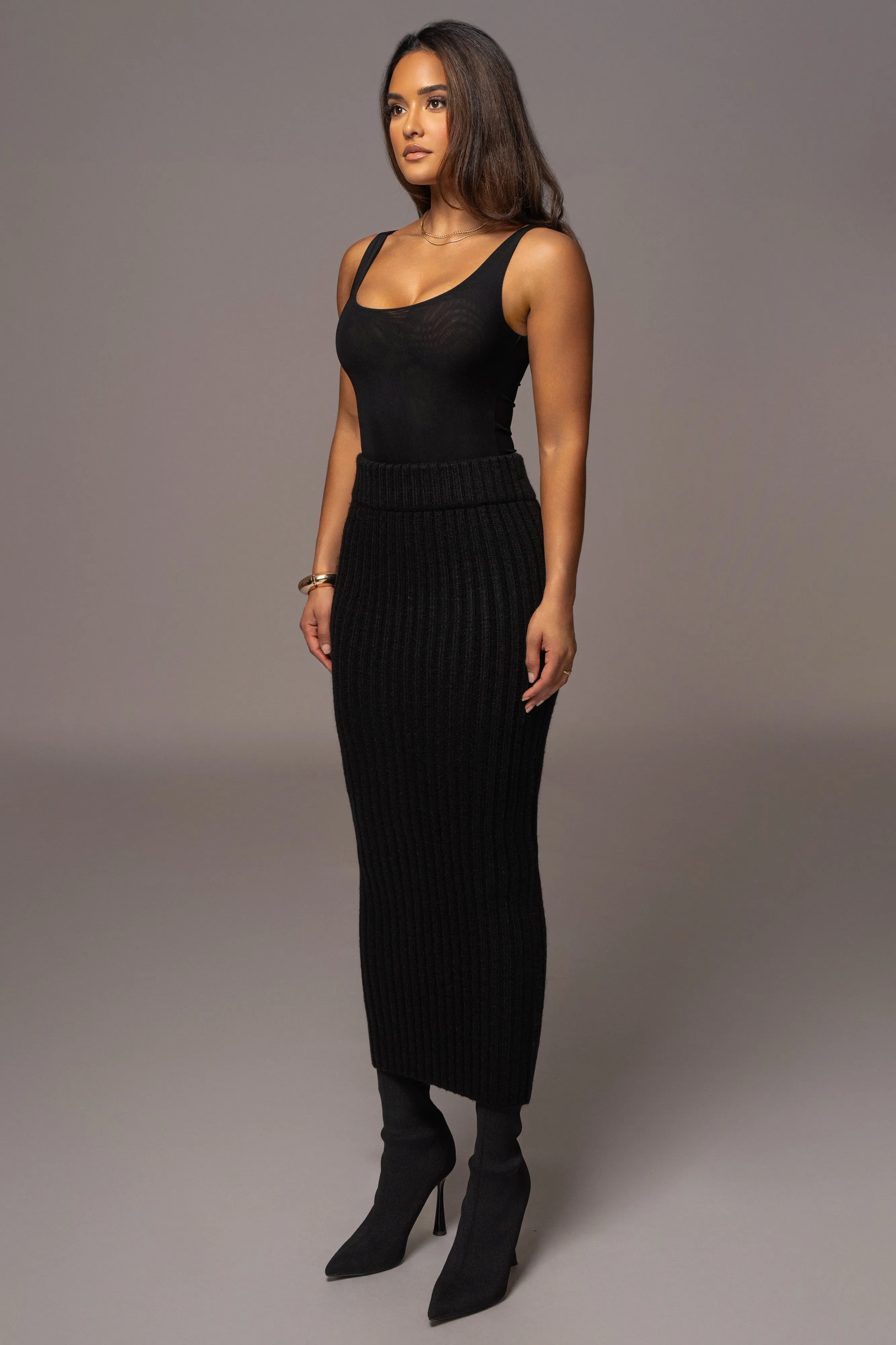 Black Take Me Home Ribbed Skirt