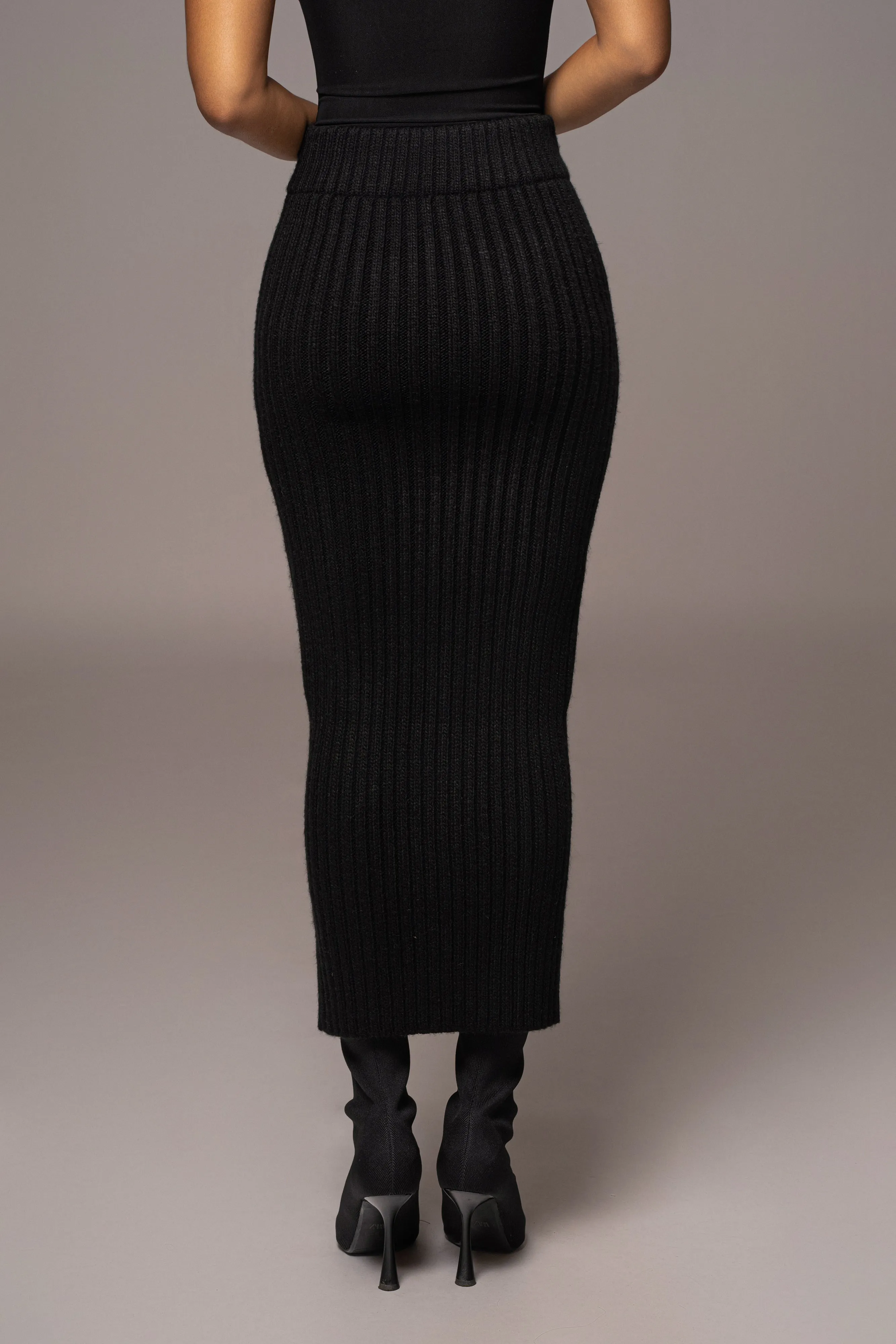 Black Take Me Home Ribbed Skirt