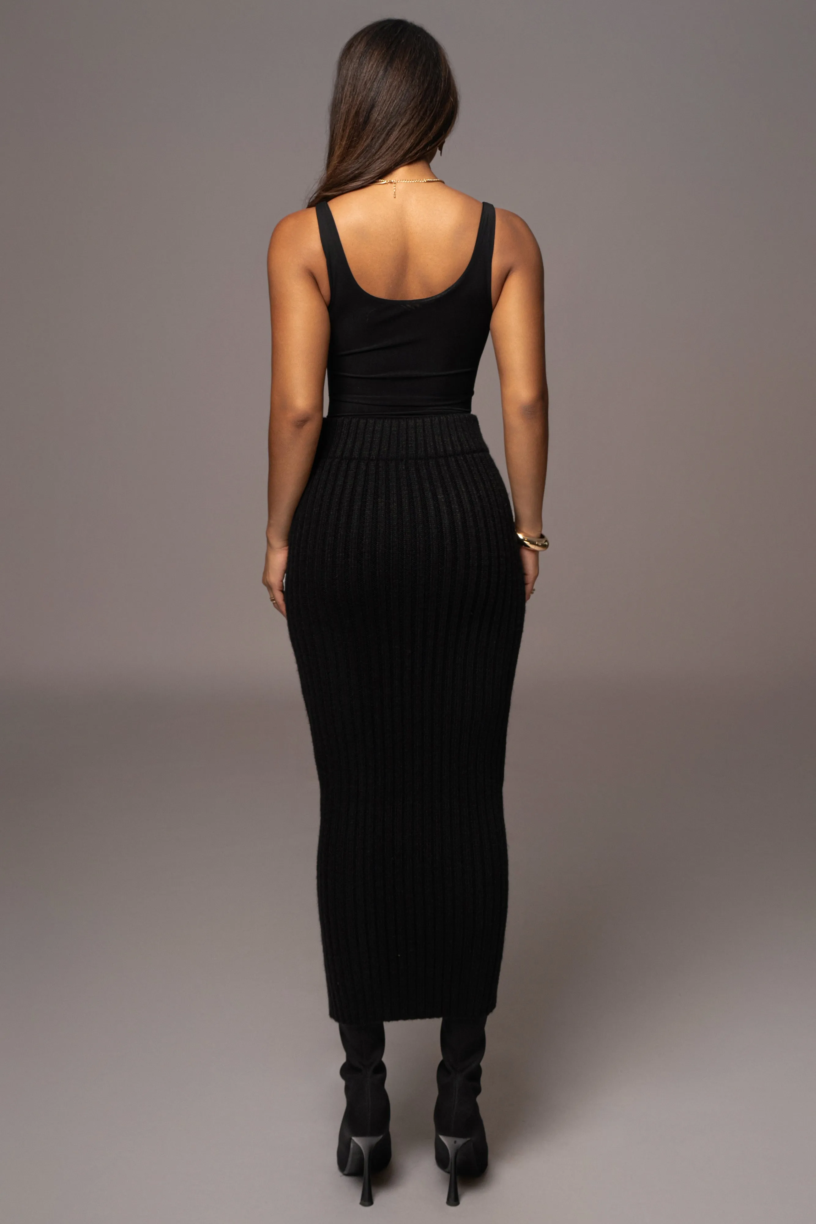 Black Take Me Home Ribbed Skirt