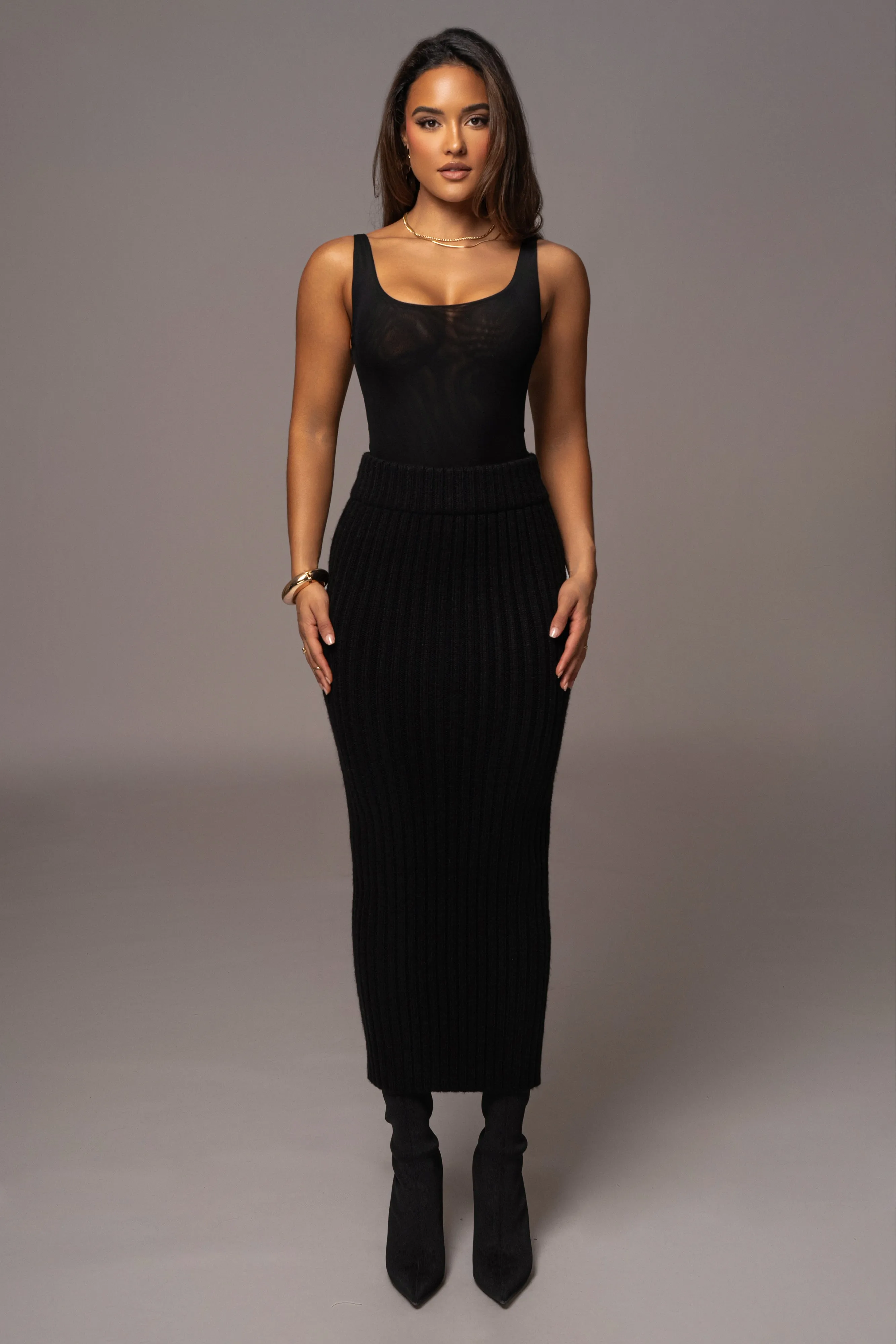 Black Take Me Home Ribbed Skirt