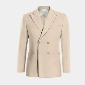  Blazer cruzada sin forro beige solapa en pico