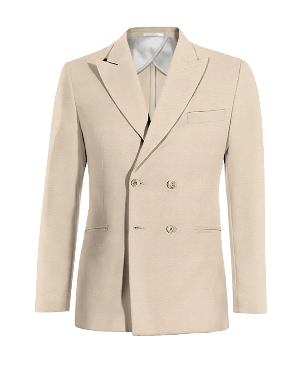  Blazer cruzada sin forro beige solapa en pico