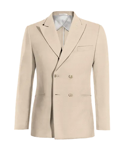  Blazer cruzada sin forro beige solapa en pico