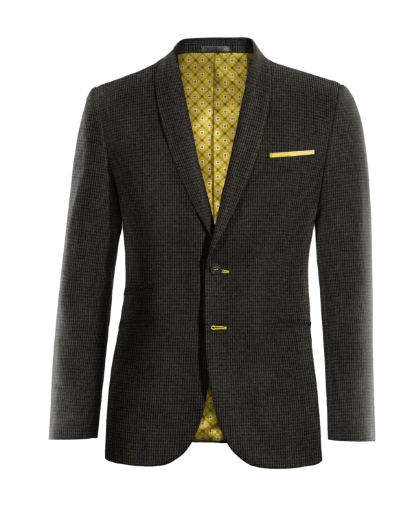  Blazer gris de tweed pata de gallo solapa redonda