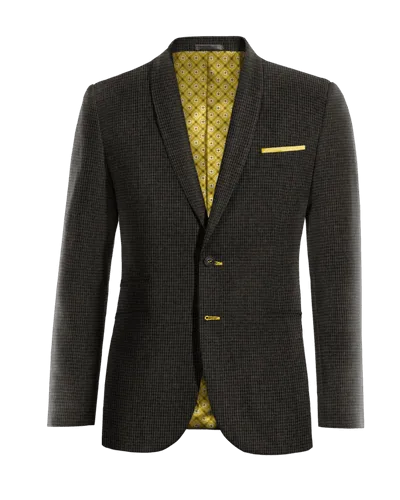  Blazer gris de tweed pata de gallo solapa redonda