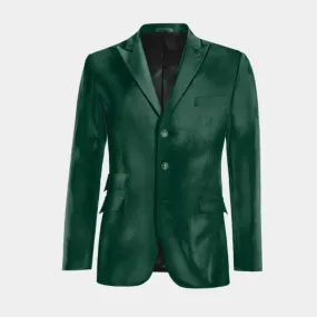  Blazer verde azulado de terciopelo solapa en pico edición limitada de 3 botones