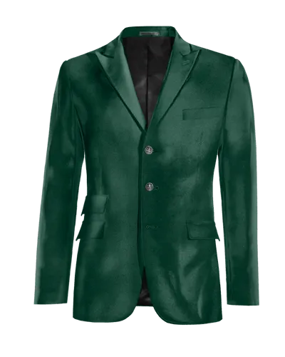  Blazer verde azulado de terciopelo solapa en pico edición limitada de 3 botones