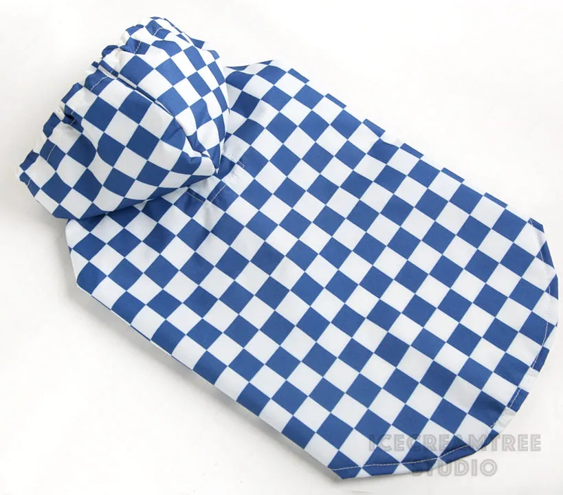 Blue Checker Raincoat - Pet Rain Jacket