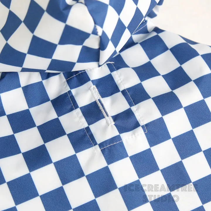 Blue Checker Raincoat - Pet Rain Jacket