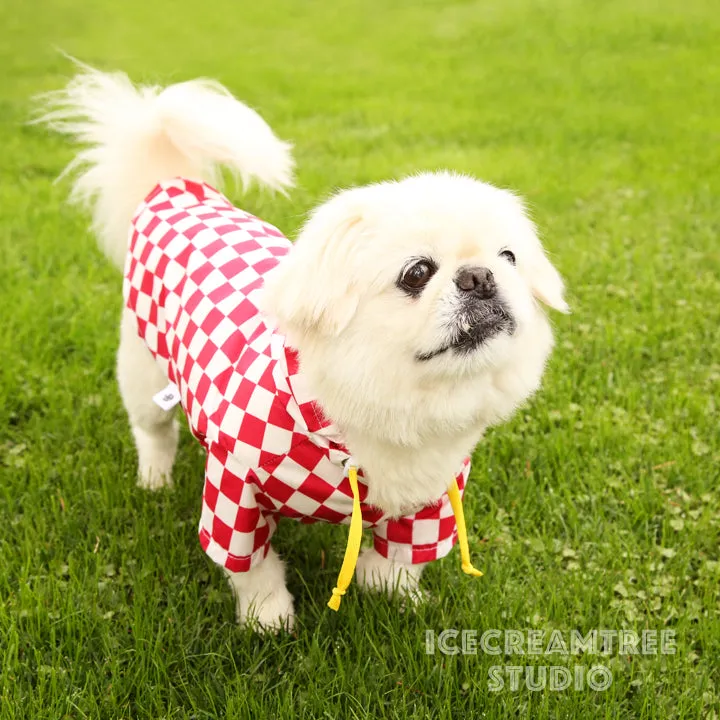 Blue Checker Raincoat - Pet Rain Jacket