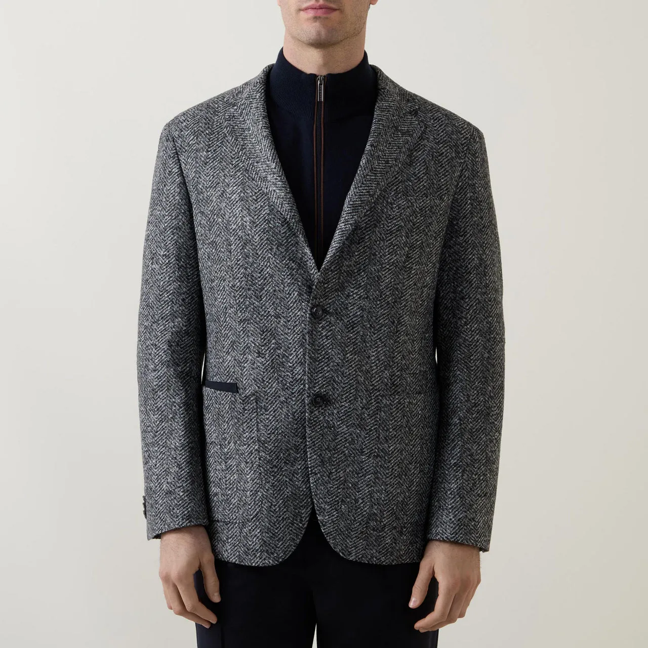 BOSS Jaye Single-Breasted Herringbone Jacket - Black