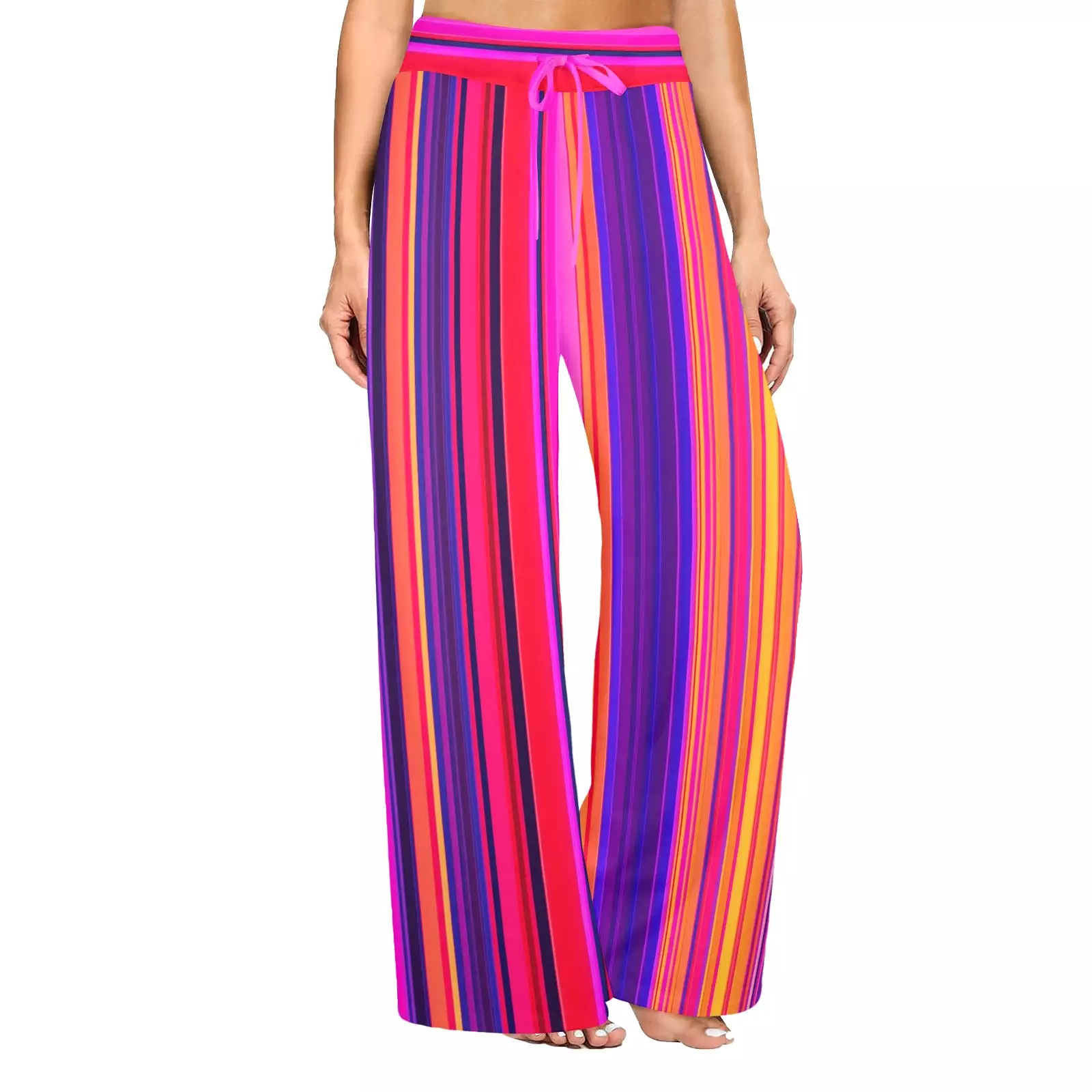 bright sunrise sunset colors print Women's Wide Leg Lounge Pants (Model L77)