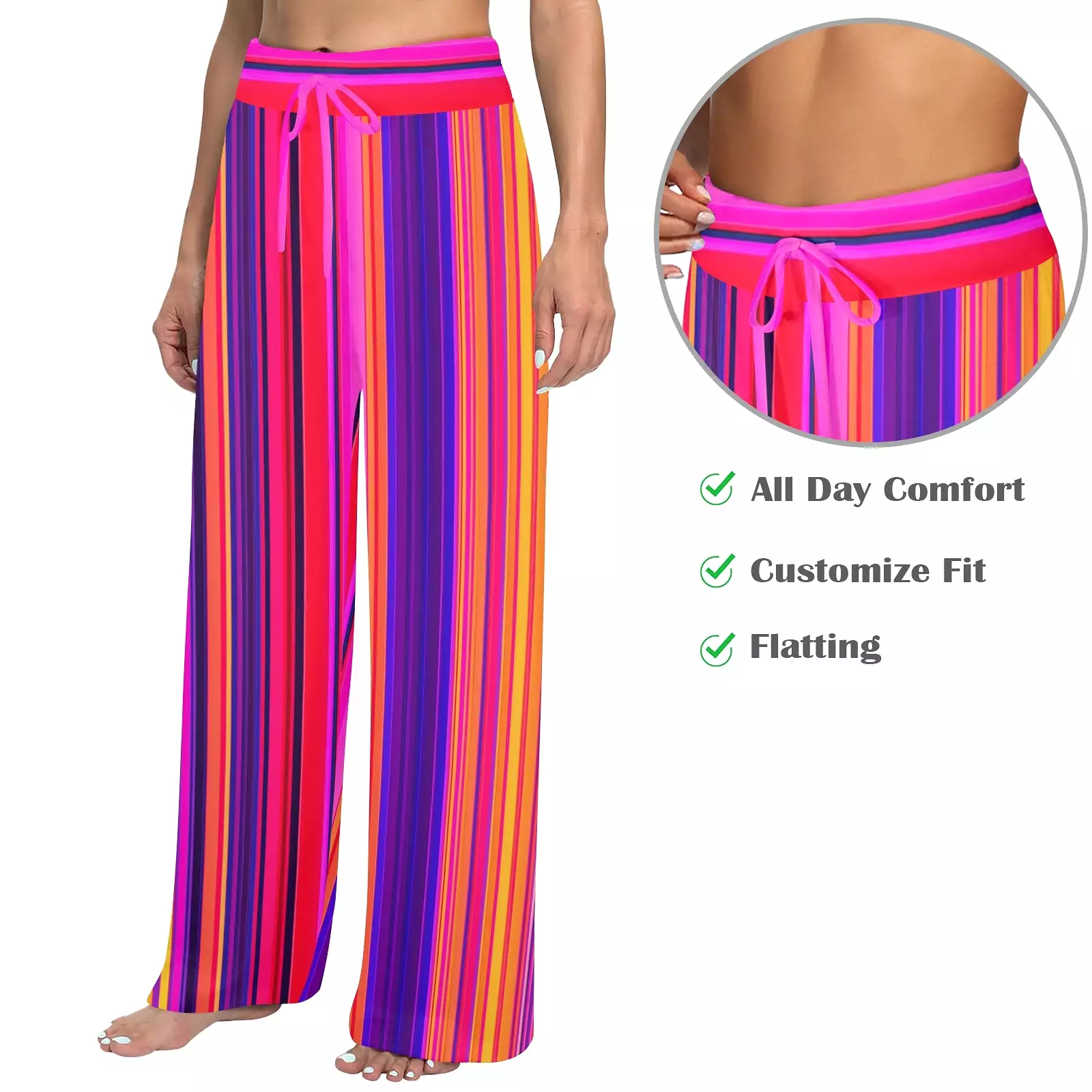 bright sunrise sunset colors print Women's Wide Leg Lounge Pants (Model L77)