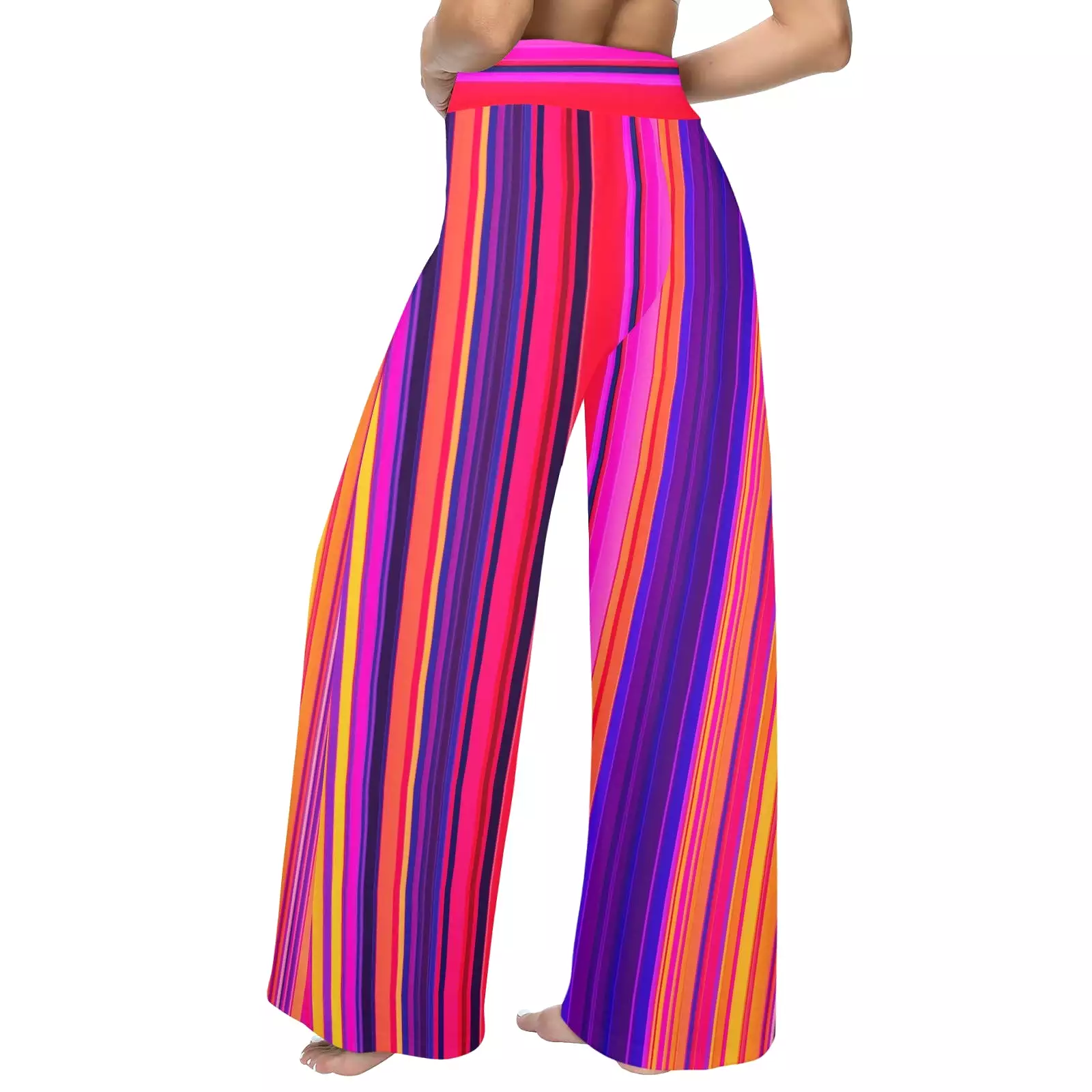 bright sunrise sunset colors print Women's Wide Leg Lounge Pants (Model L77)