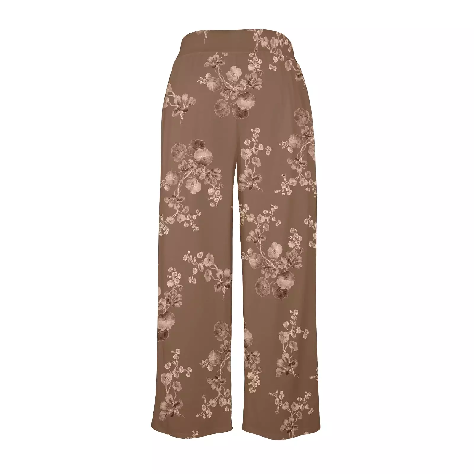 brown tone floral print Women's Wide Leg Lounge Pants (Model L77)