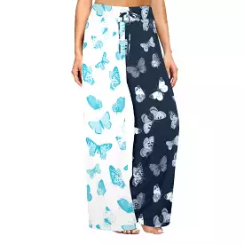 but dk blue 2 Women's Wide Leg Lounge Pants (Model L77)