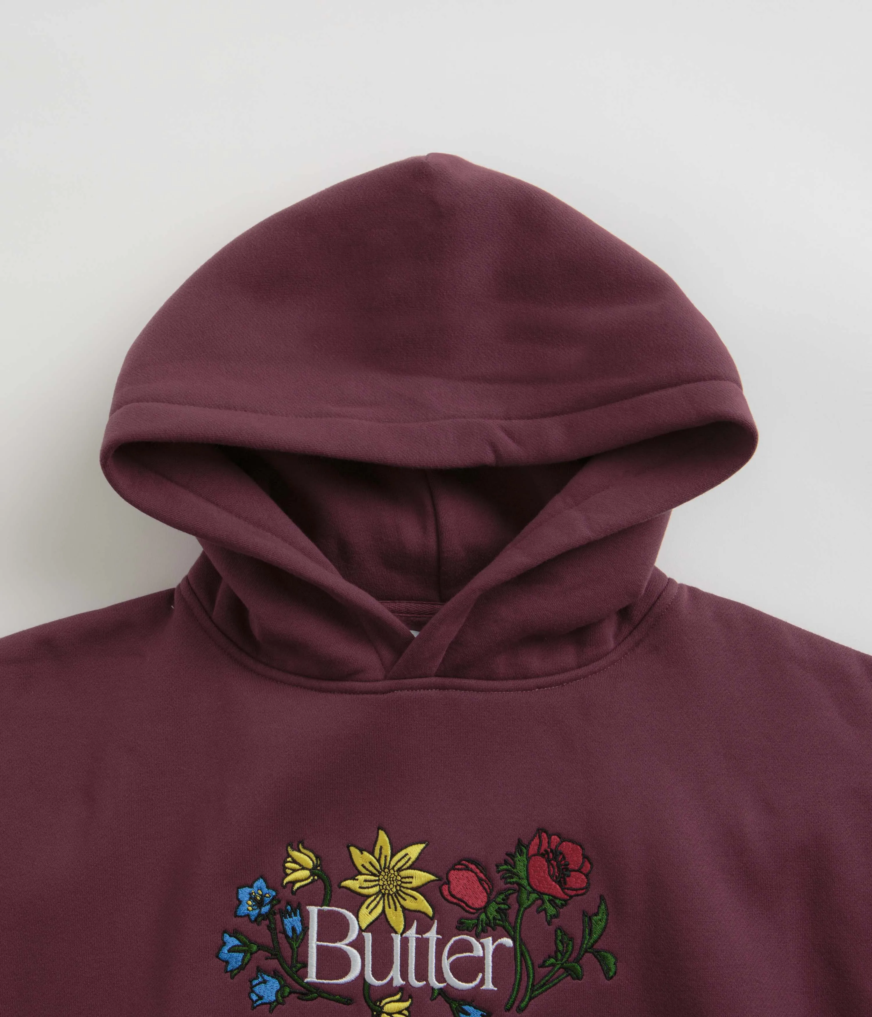 Butter Goods Floral Embroidered Hoodie - Wine