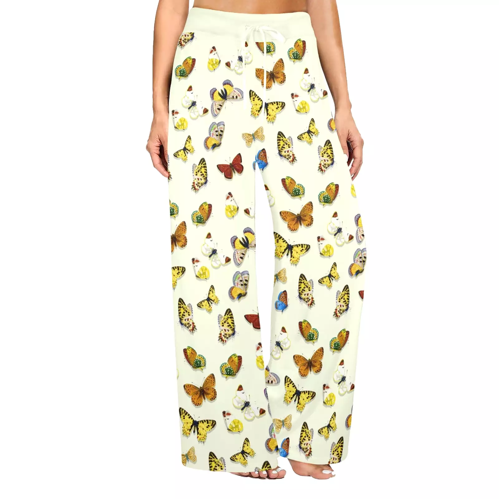 Butterfly on Wheat Women's Wide Leg Lounge Pants