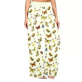 Butterfly on Wheat Women's Wide Leg Lounge Pants