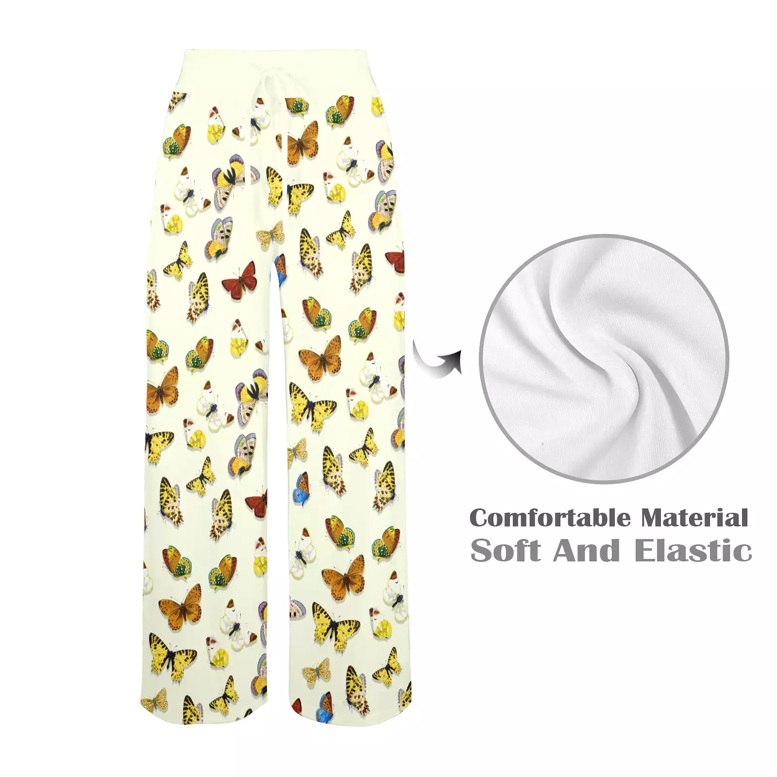 Butterfly on Wheat Women's Wide Leg Lounge Pants